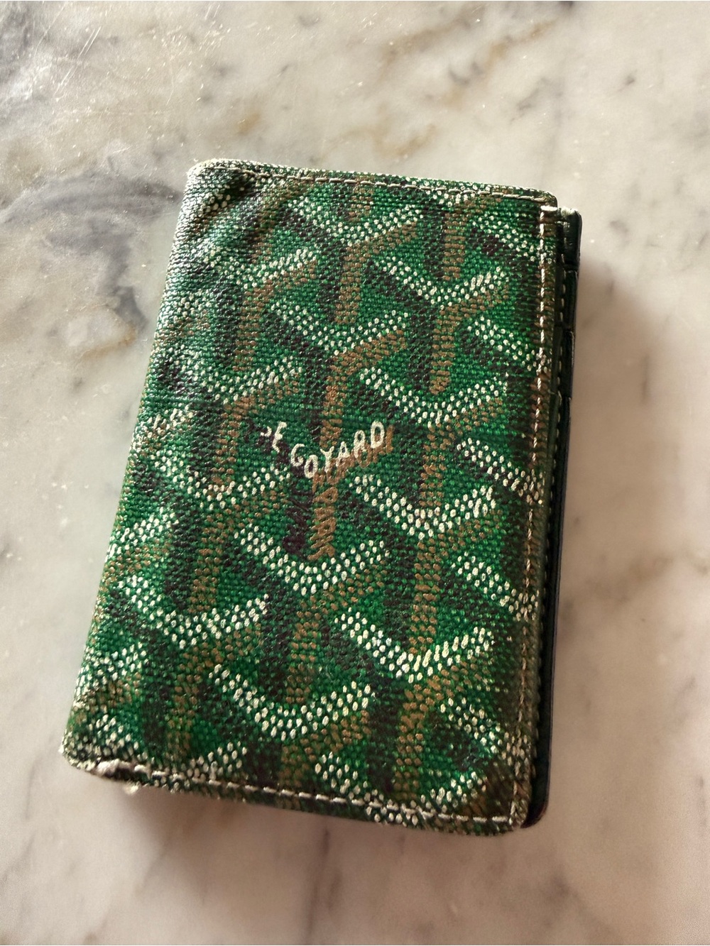 Goyard Green and Brown Goyardine Card Sleeve